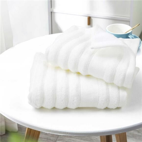 White Cotton Hand Towels Set 2 Pack Soft Absorbent Quick Dry Bathroom Spa Hotel - Picture 6 of 8